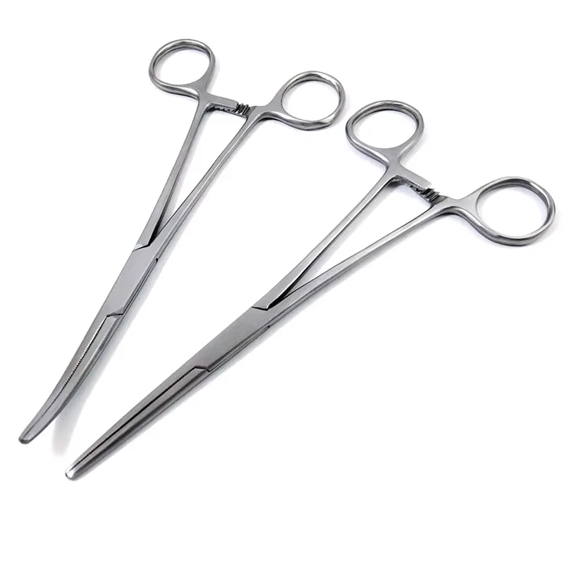 1pc Stainless Steel 12.5/14/16/18/20/22cm Surgical Hemostatic Forceps Curved/Straight Tip for Fishing Locking Plier Dental Tools