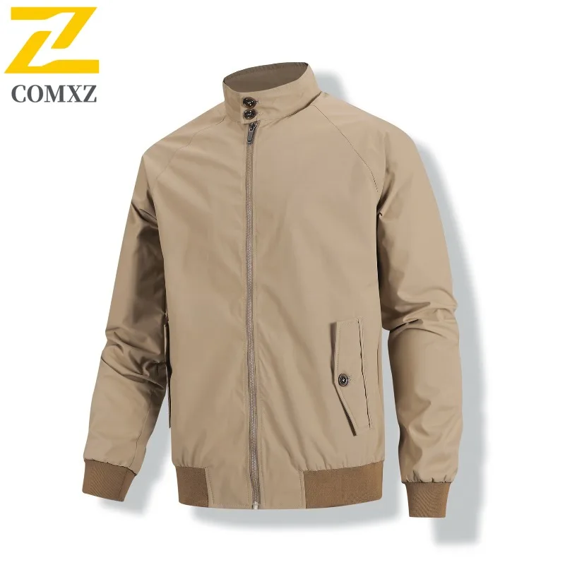 

Men Jacket Solid Color Autumn Stand Collar Casual Fly Fishing Vintage Work Coat American Style Outdoor Hiking Travel Daily Wear