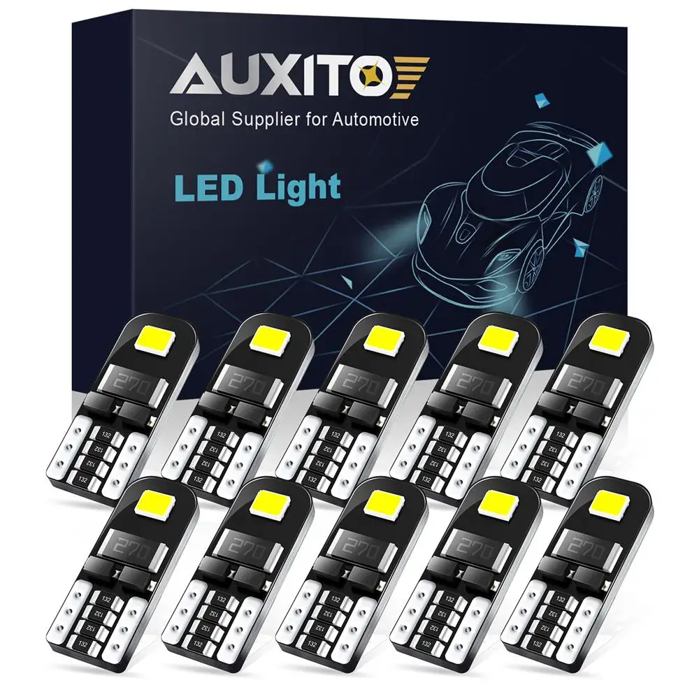 AUXITO 10Pcs 194 W5W T10 LED Bulb Ultra Bright Canbus Error Free White Car Parking Position Lights Interior Map Dome Light 12V