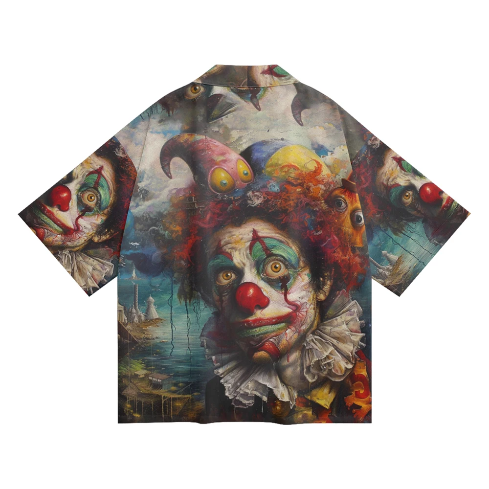 Clásico Vintage nicho diseño estilo Horror payaso de Halloween acuarela impreso Toga hombres moda Casual Kimono hombres Tops