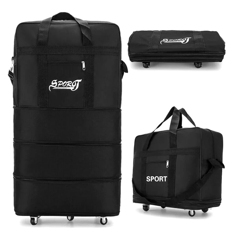 Saco de duffle de rolamento expansível com rodas saco de duffle dobrável expansível malas saco de bagagem de rolamento carry on duffel bag