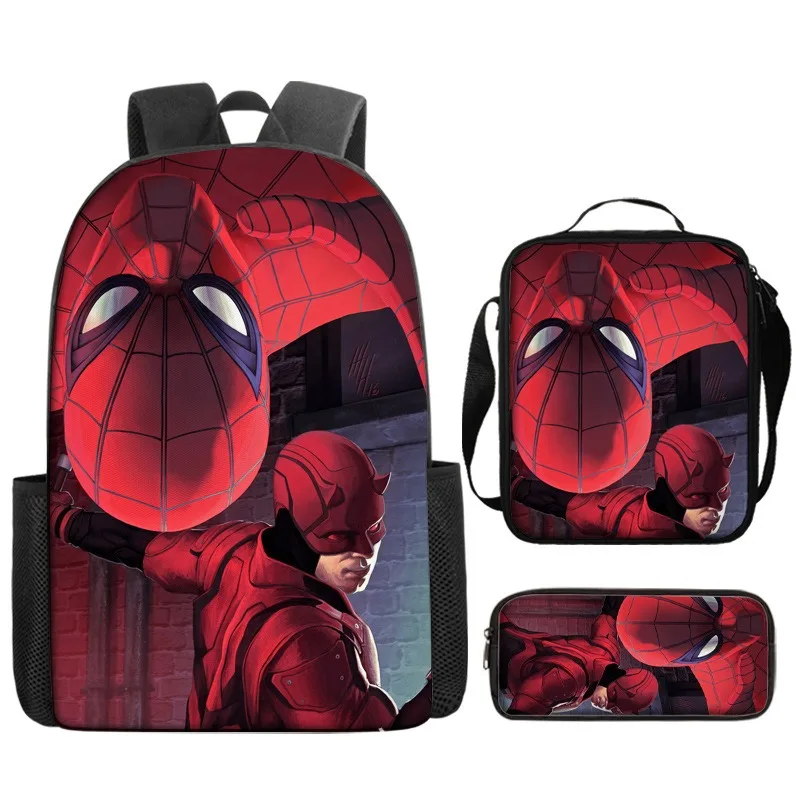 Marvel Comics Spider-Man Backpack Student Manga Cool Schoolbag Large Capacity Cartoon Fashion Light Backpack School Lunch Bag