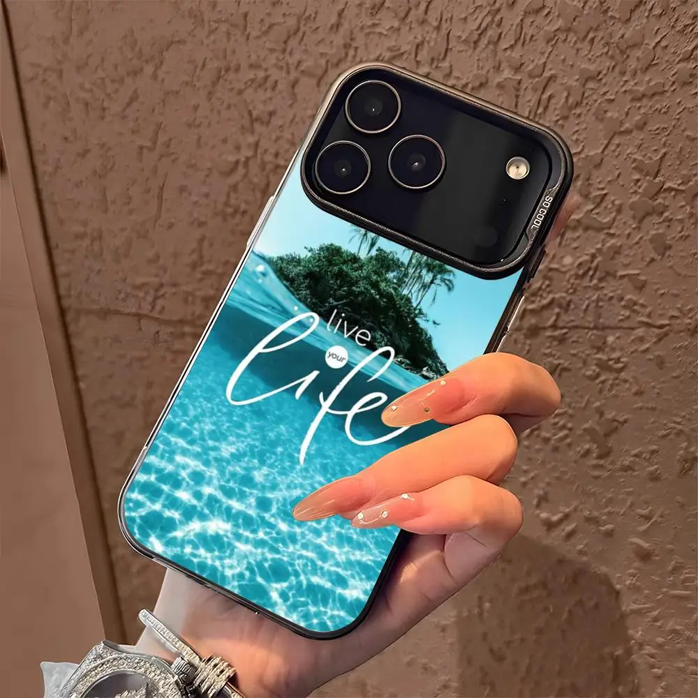 حافظة هاتف آيفون 17 16 15 14 13 12 11 برو ماكس اير متعدد الألوان ماتي ليزر معدني أورورا فوندا السفر جبل الشاطئ