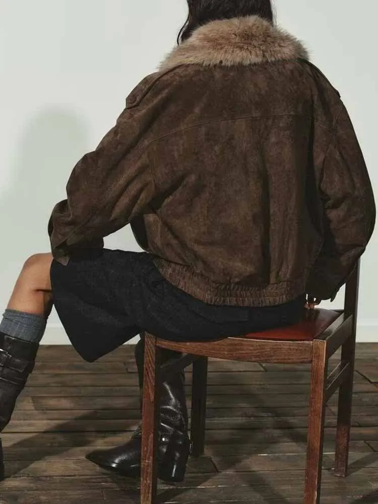 유럽 및 미국 스타일 겨울 신상품 패셔너블 트렌디 여성 의류, 다용도 플리스 가죽 재킷 코트