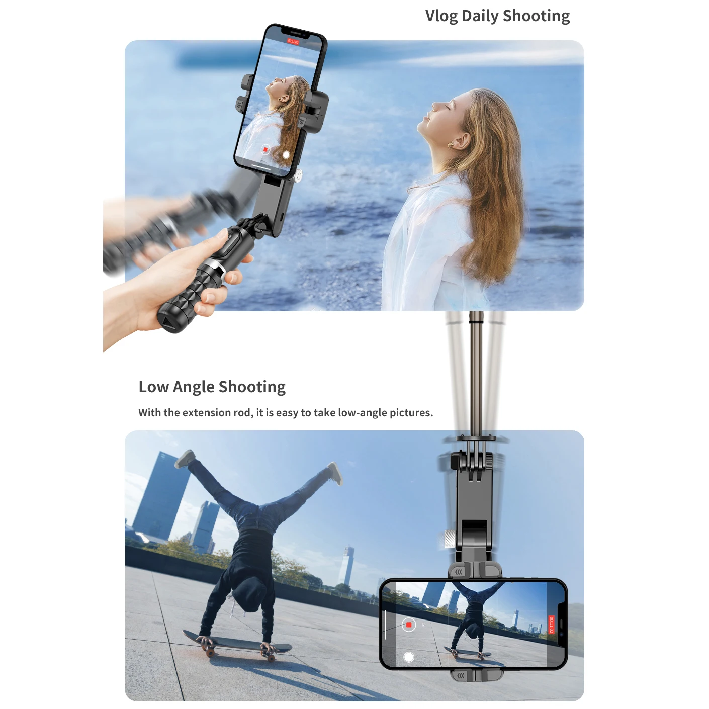 Gimbal Stabilizer Selfie Stick With Tripod Led Light Lamp For Phone Stand Mobile Holder Action Camera Cell Monopod Smartphone