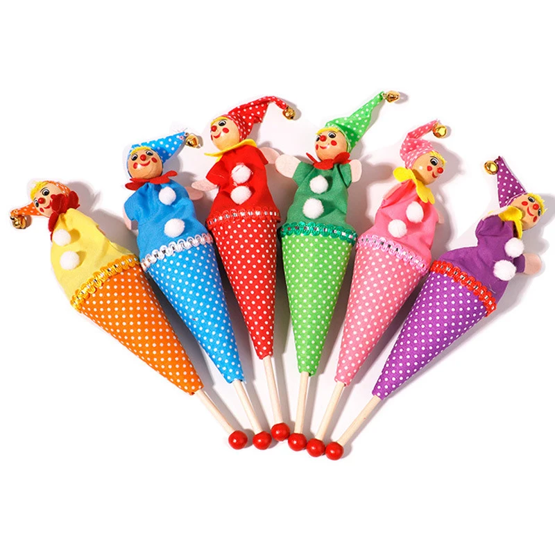 Baby Clown Cartoon Rattle Toys Retractable Smiling Clown Hide Seek Play Jingle Bell Stuffed Educational Toys For Children Dolls