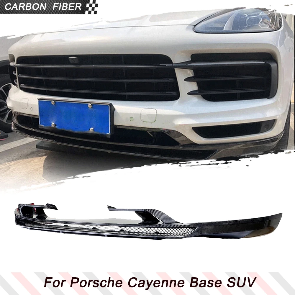 Przedni spojler z włókna węglowego do Porsche Cayenne Base Sport Utility 2018-2019, dokładka przedniego zderzaka, splitter pod zderzak.