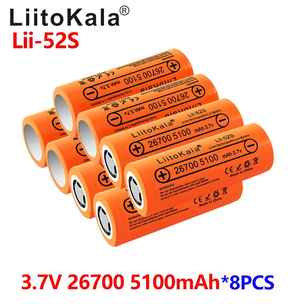 Imagem -02 - Power Bateria de Lítio Recarregável Adequada para Lanterna 20a 26700 5200mah 20a 3.7v Pcs Liitokala-lii52s