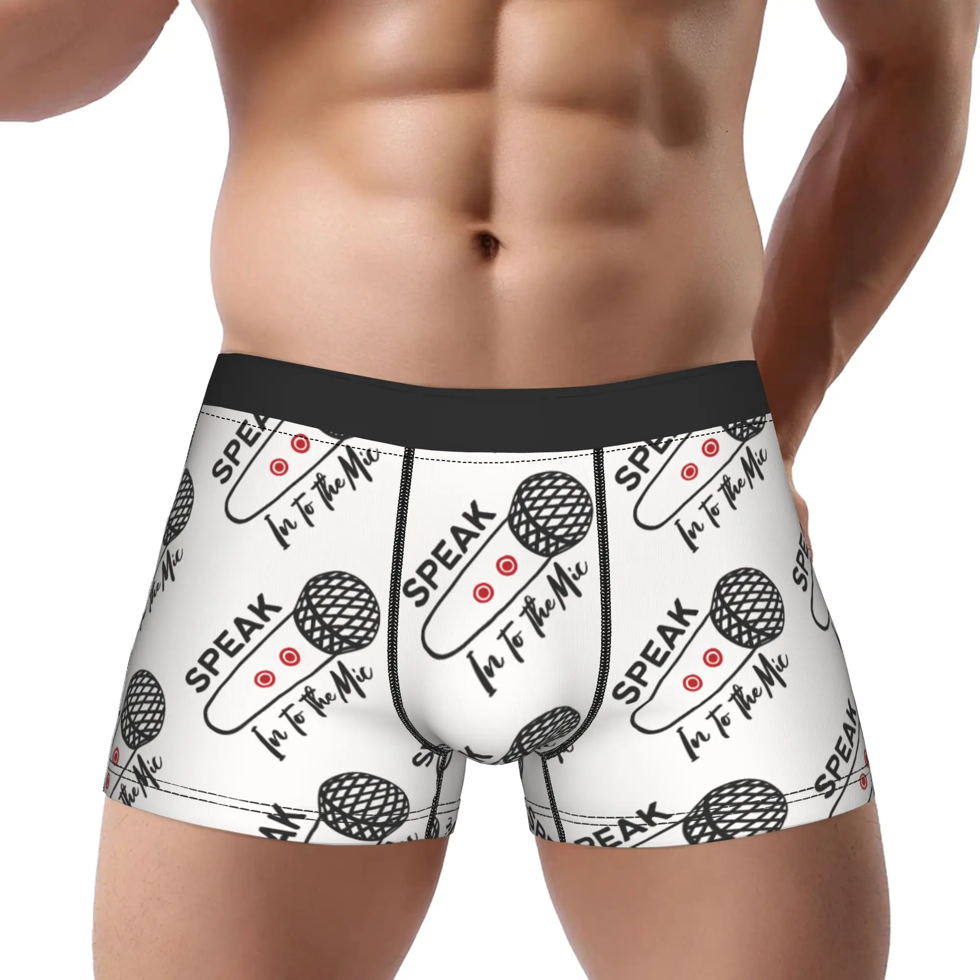 

Speak In To The Mic Underwear Man Polyester Boxer Briefs Underpants Printed