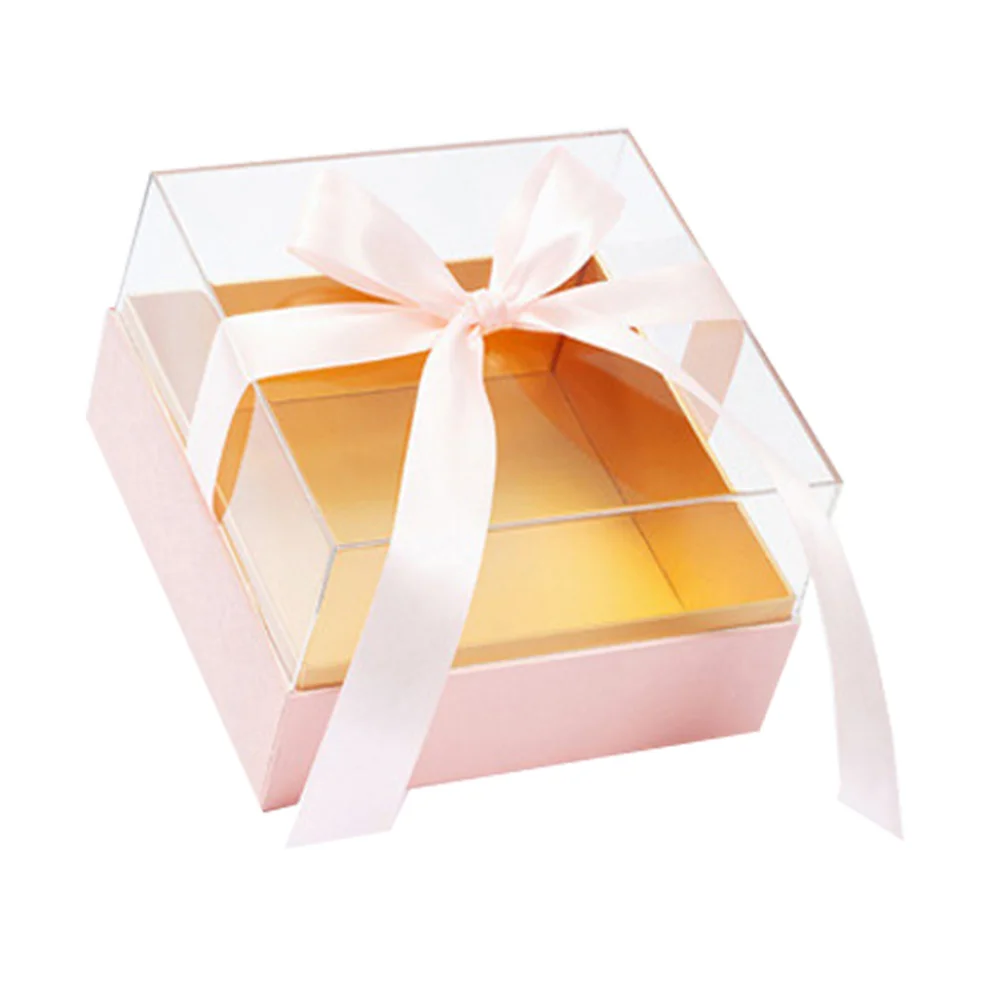 

1pc Square Flower Transparent Lid Preserved Rose Storage Display Gift Bouquet Packaging Box Flower Gift Box Valentine'S Day