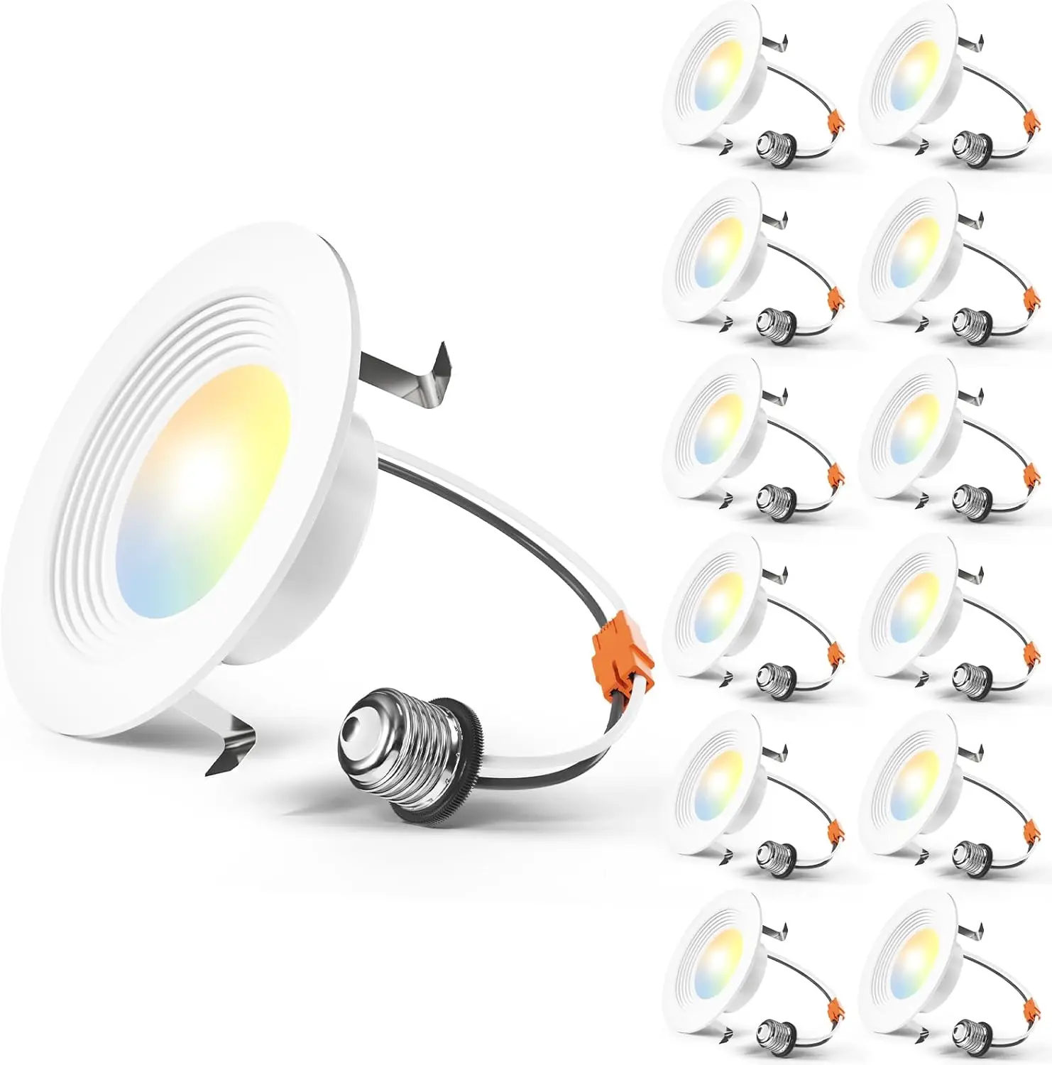 

4 Inch 5CCT Dimmable LED Can Lights, 12 Pack, 9W=60W, Damp Rated, Baffle Trim, Retrofit, ETL & FCC Certified