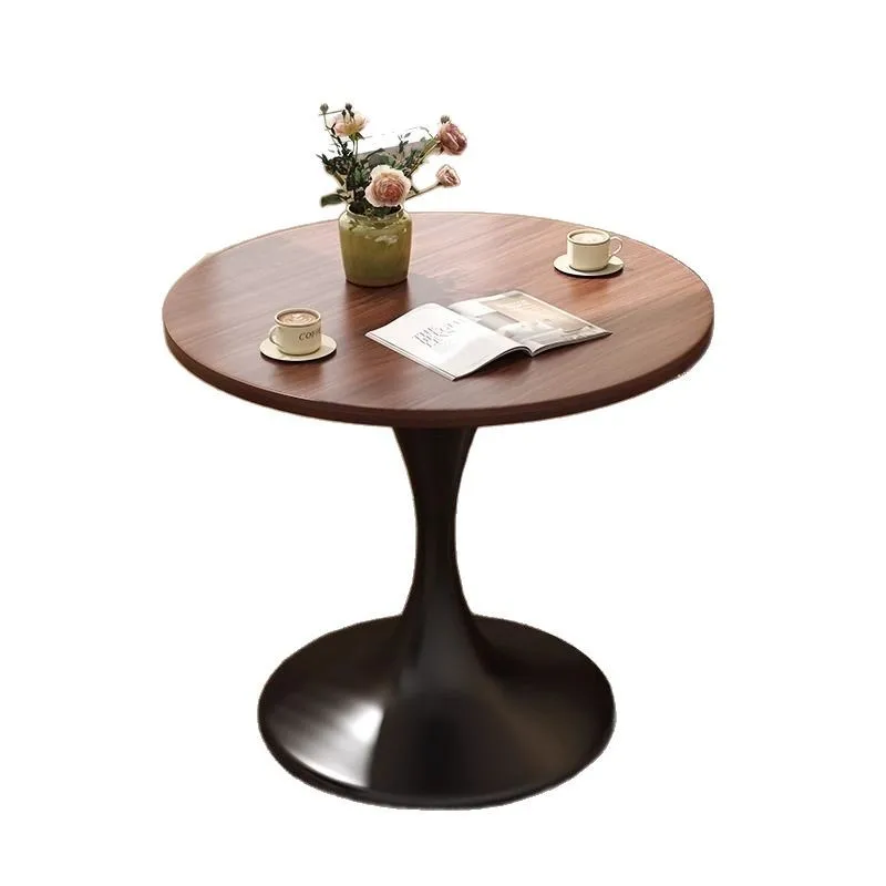 

Fuzhong antique solid wood balcony small tea table and chair combination living room household round edge leisure bar