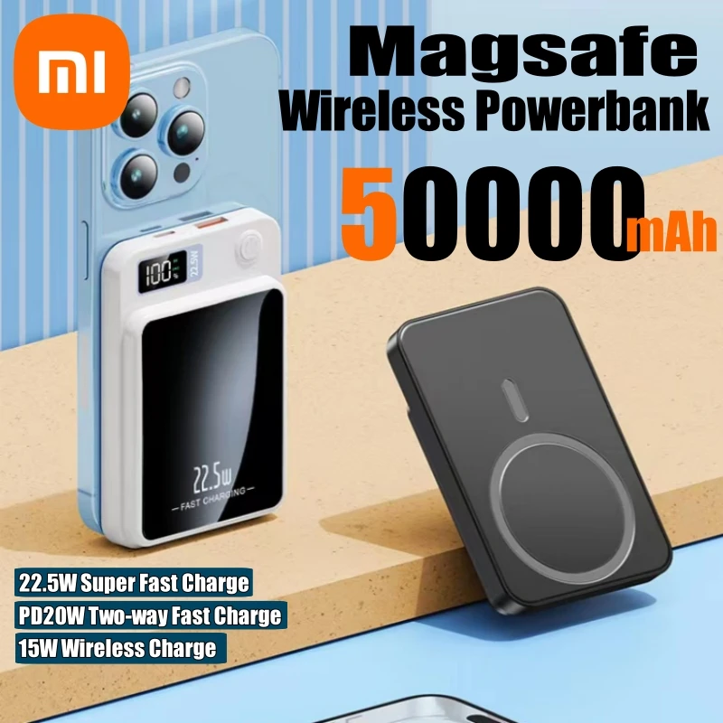 

Xiaomi Mini 50000mAh Wireless Power Bank Magnetic Qi Portable Powerbank Type C 22.5W Fast Charger For iPhone Samsung MaCsafe