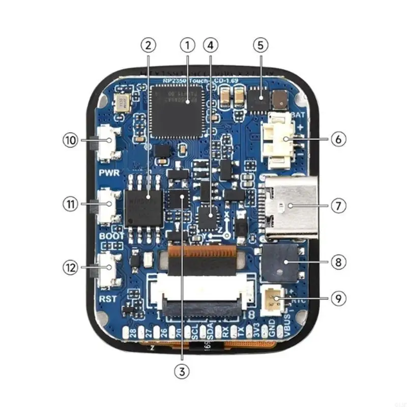 Q1JC RP2350 1.69IN касается экрана LCD Плата разработки быстрая тактовая скорость 150 МГц