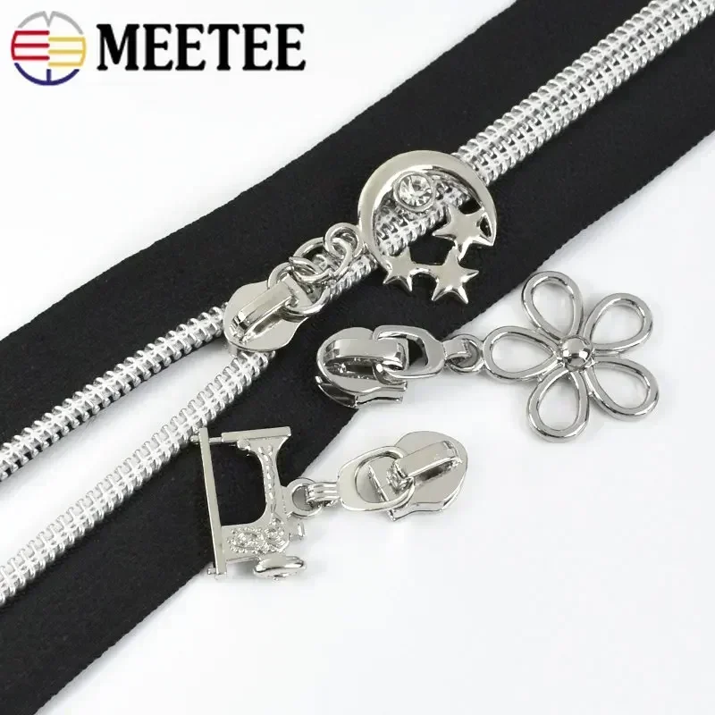 10 قطع 5 #   سحاب معدني المتزلجون لسحابات النايلون بواسطة متر حقيبة الخياطة السحابات تسحب محفظة الرمز البريدي رؤساء طقم تصليح DIY الملحقات