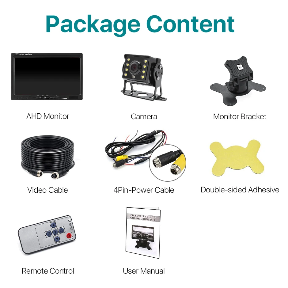 شاشة GreenYi 7 بوصة IPS شاشة AHD للسيارة مع 2 ضوء النجوم للرؤية الليلية عكس النسخ الاحتياطي LED الرؤية الخلفية 1920 * 1080 كاميرا AHD