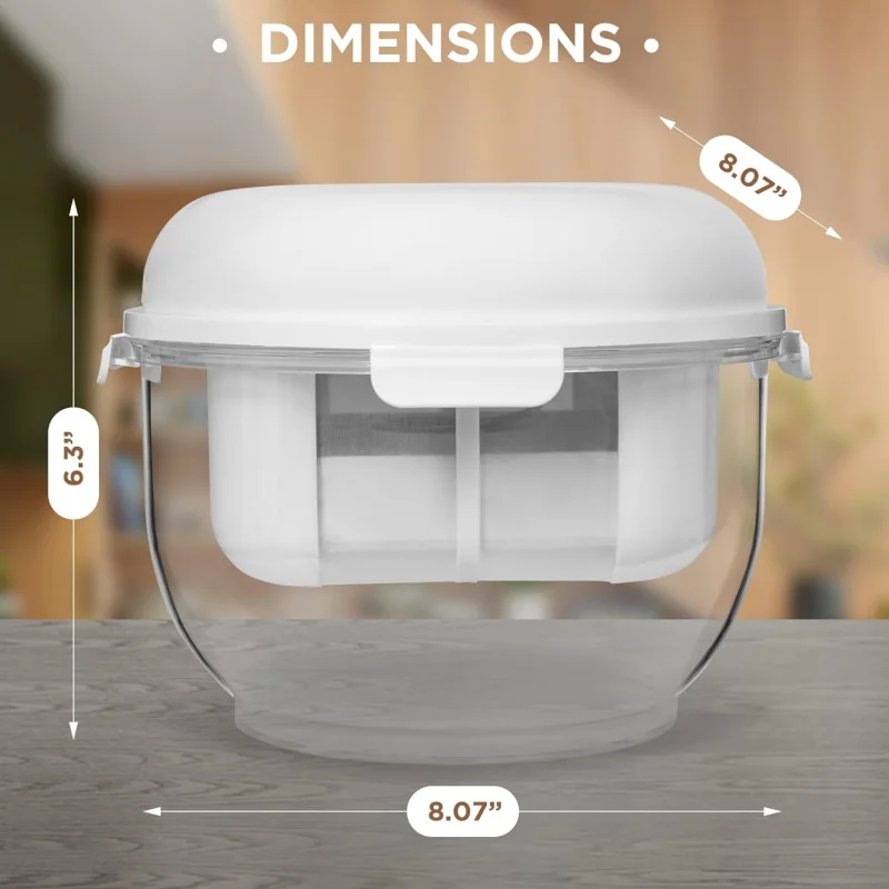 صانع الزبادي اليوناني مع مصفاة شبكية دقيقة ولوحة ضغط قابلة للفصل، مزدوجة كحاوية تخزين بغطاء - مثالية للصنع #5