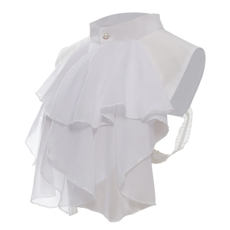 

Victorians Colonial Jabot Detachable Ruffled False Collar Shirt Front Necklace Neckwear Half Shirt Halloween Costume