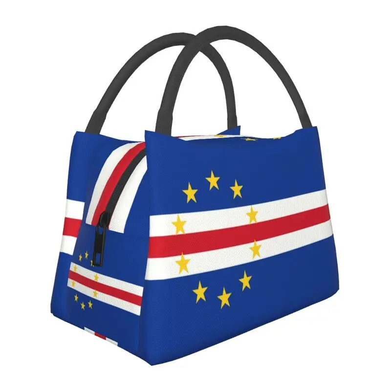 Custom Cape Verde Flag Insulated Lunch Bags for Outdoor Picnic Waterproof Cooler Thermal Lunch Box Women