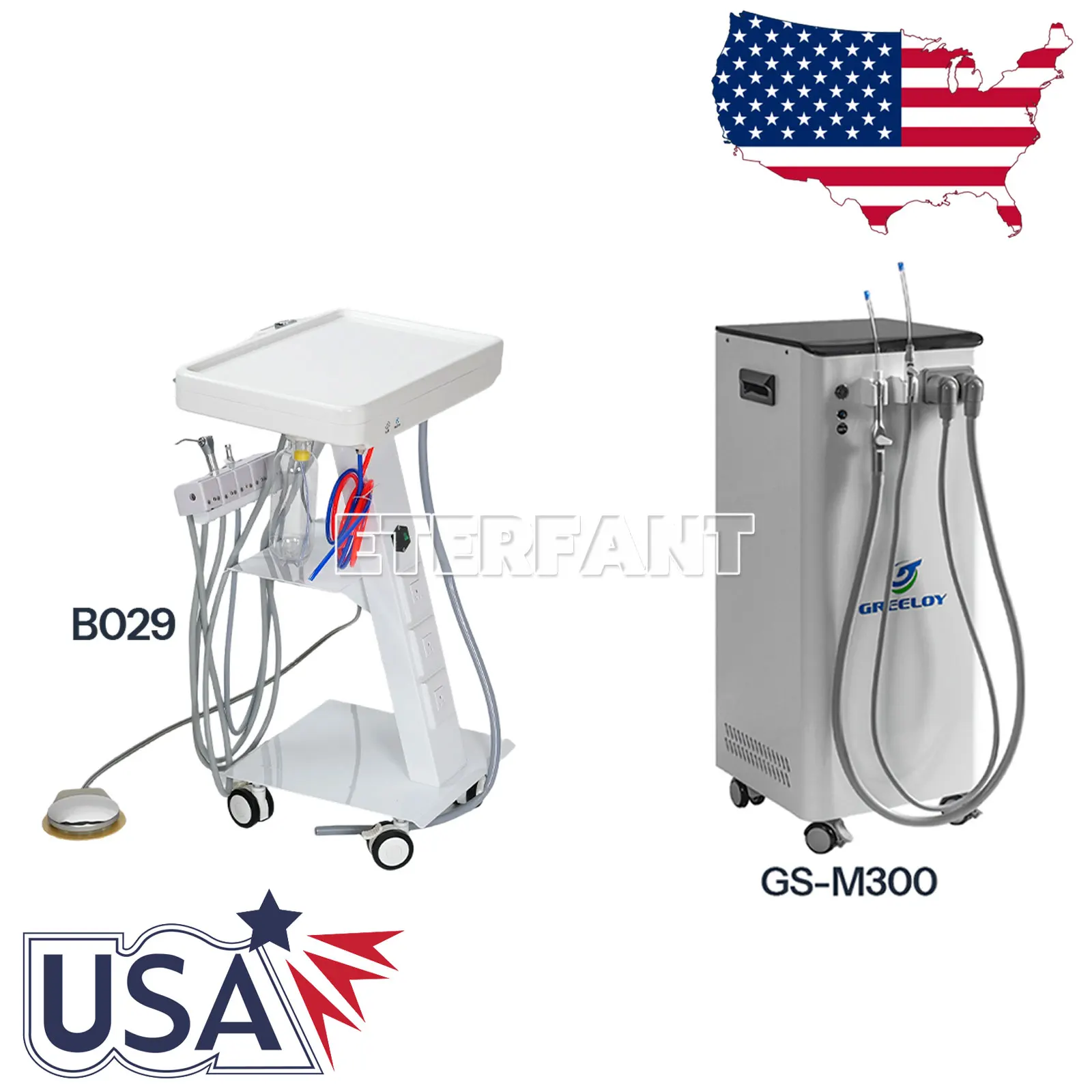 

Dental Mobile Suction Unit System Negative Pressure Pump High Volume GS-M300/Delivery Unit System 4H Suction Cart with Socket US