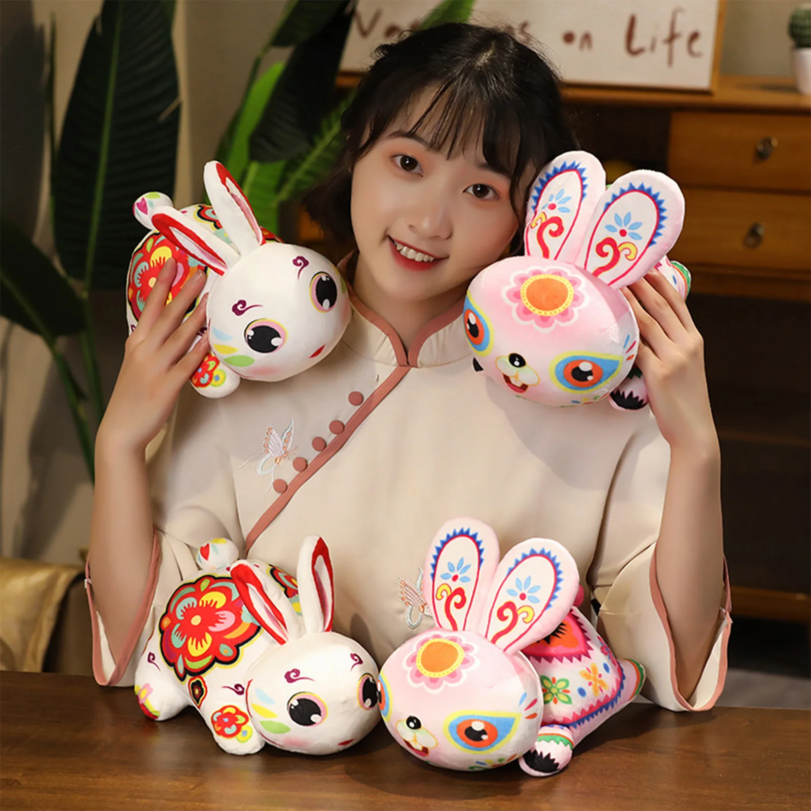 23CM Cute Stuffed Rabbit Plush Toy Soft Toys cushion Bunny Kid Pillow Doll Birthday Gifts for Children Baby Accompany Sleep Toy