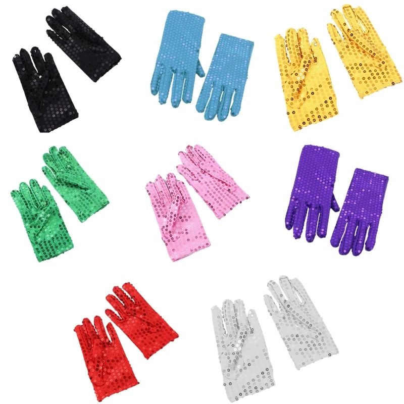 

Kids Shining Sequins Gloves Lightweight Full Finger Gloves Singing Gloves Christmas Party Shinning Dancing Gloves Dropship