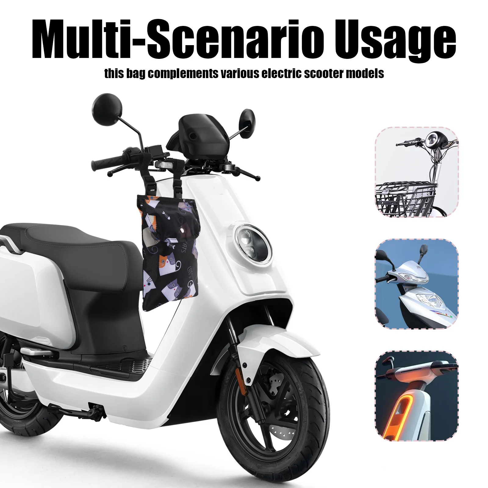 

Electric Bike Front Bag Waterproof Hanging Large Capacity Handlebar Storage Pouch Organizer Scooter Motorcycle