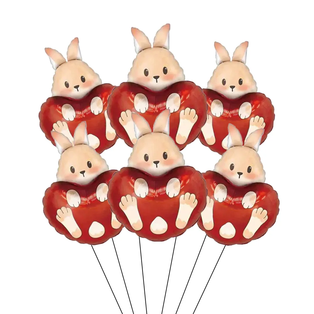 6/2 stücke Valentinstag Liebe Ballon Niedlichen Kaninchen Liebe Aluminium Film Ballon Geburtstag Vorschlag Dekor Jahrestag Atmosphäre Geschenke