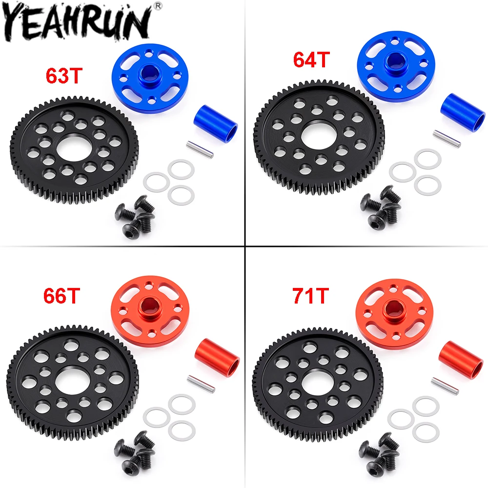 

YEAHRUN Steel 63/64/66/71T Spur Gear and Gear Mount High Speed Gear Set for Tamiya TT-02 TT02 1/10 RC Car Upgrade Parts