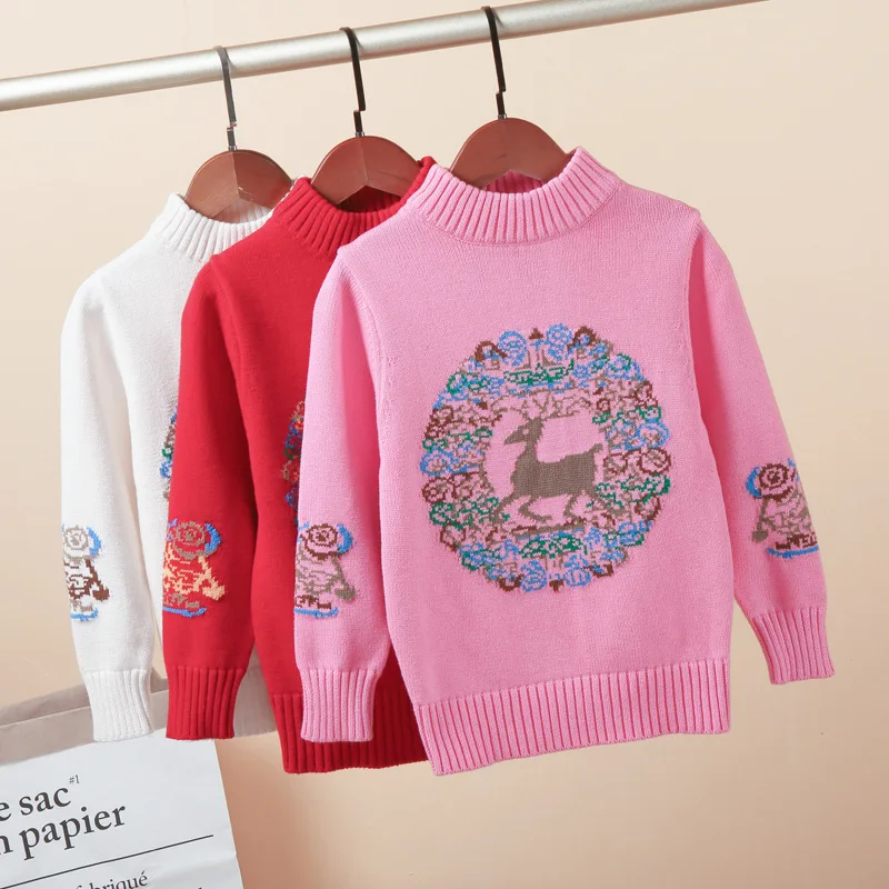 

Big children's sweater girl's thick cotton shirt 8-15 years old children's knitwear pullover sweater new winter sweater