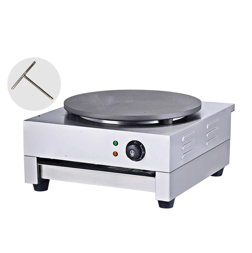 

YD-1 Stainless Steel Electric Crepe Maker Griddle Pizza Pancakes Making Machine 40cm Nonstick Round Pan Wood Spreader Omelets