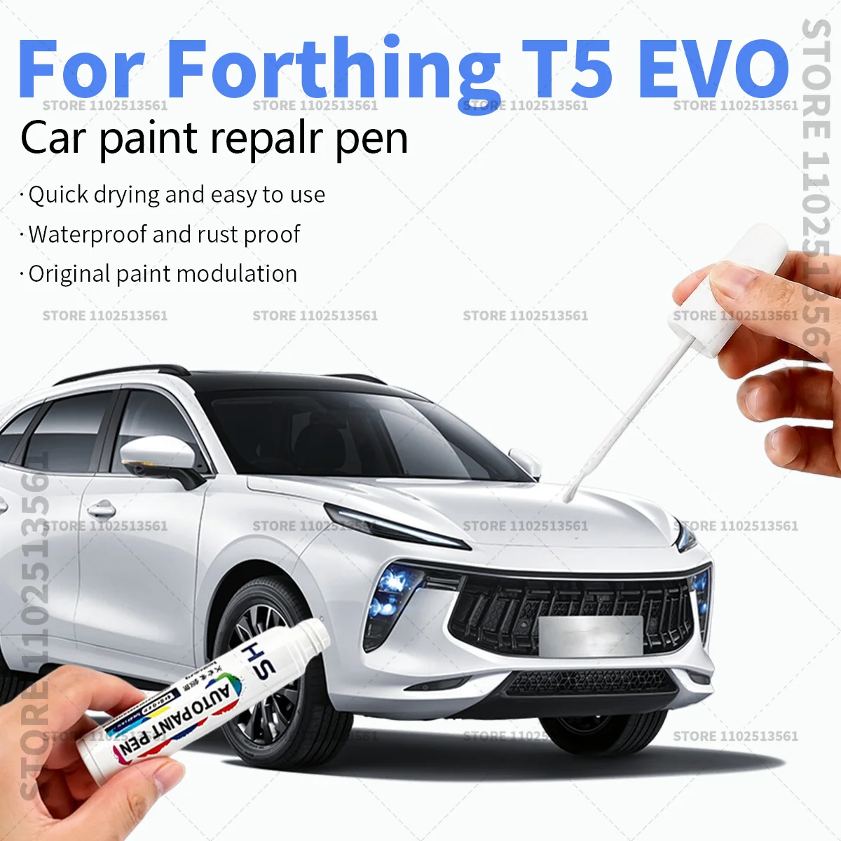 For Forthing T5 EVO Quick Dry Car Touch Up Paint Pen Auto Scratch Repair Brush for Paint Chips Scratches and Scuffs White Black