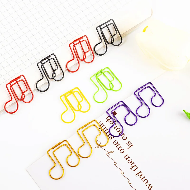 Plastic-coated Line Nice Color Music Note Paper Clip Shaped Creative Paper Clips For Planner Student Papers Classification Clip