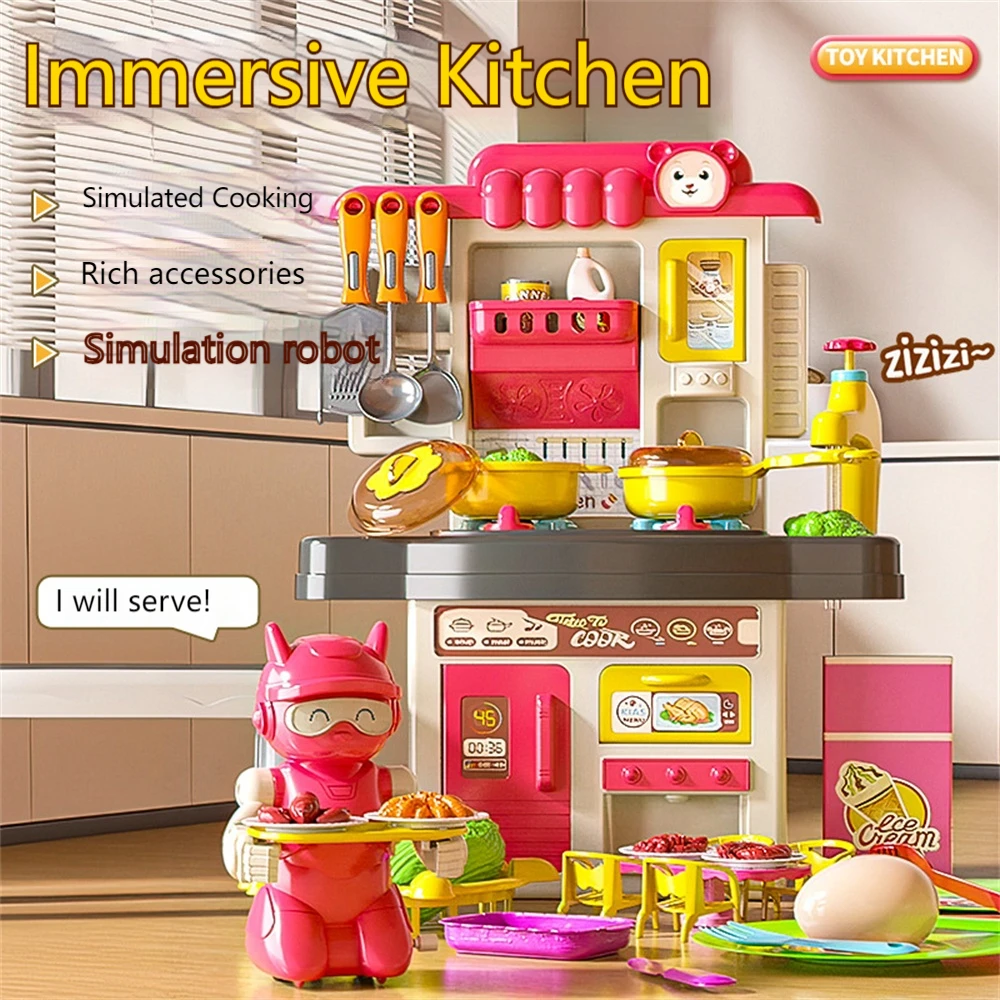 Jouets de simulation de cuisine pour enfants, ustensiles de cuisine, son et lumière amusants, cadeau pour enfants