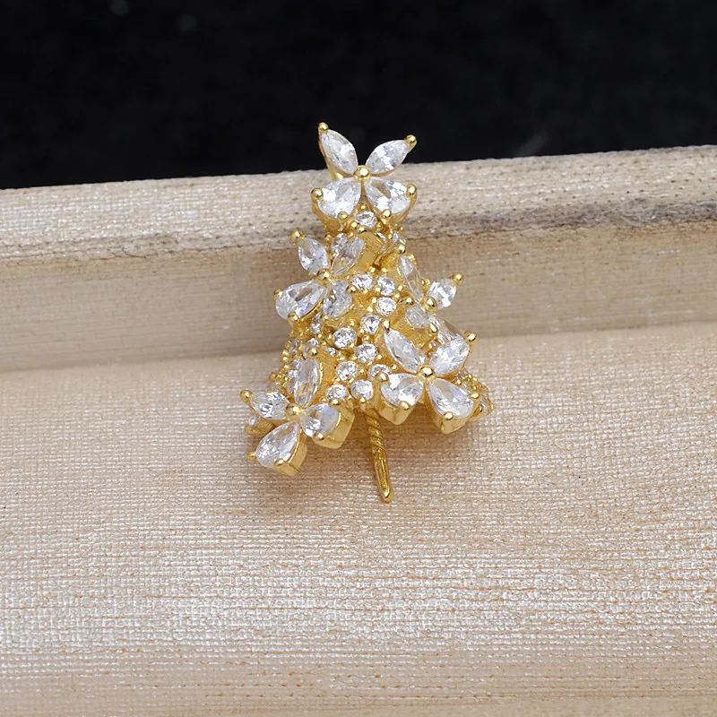 Wholesale 925 Sterling Silver Pendant Mounts Base Findings Settings Mountings Jewelry Fittings for 13-14mm Pearls 3pcs/lot