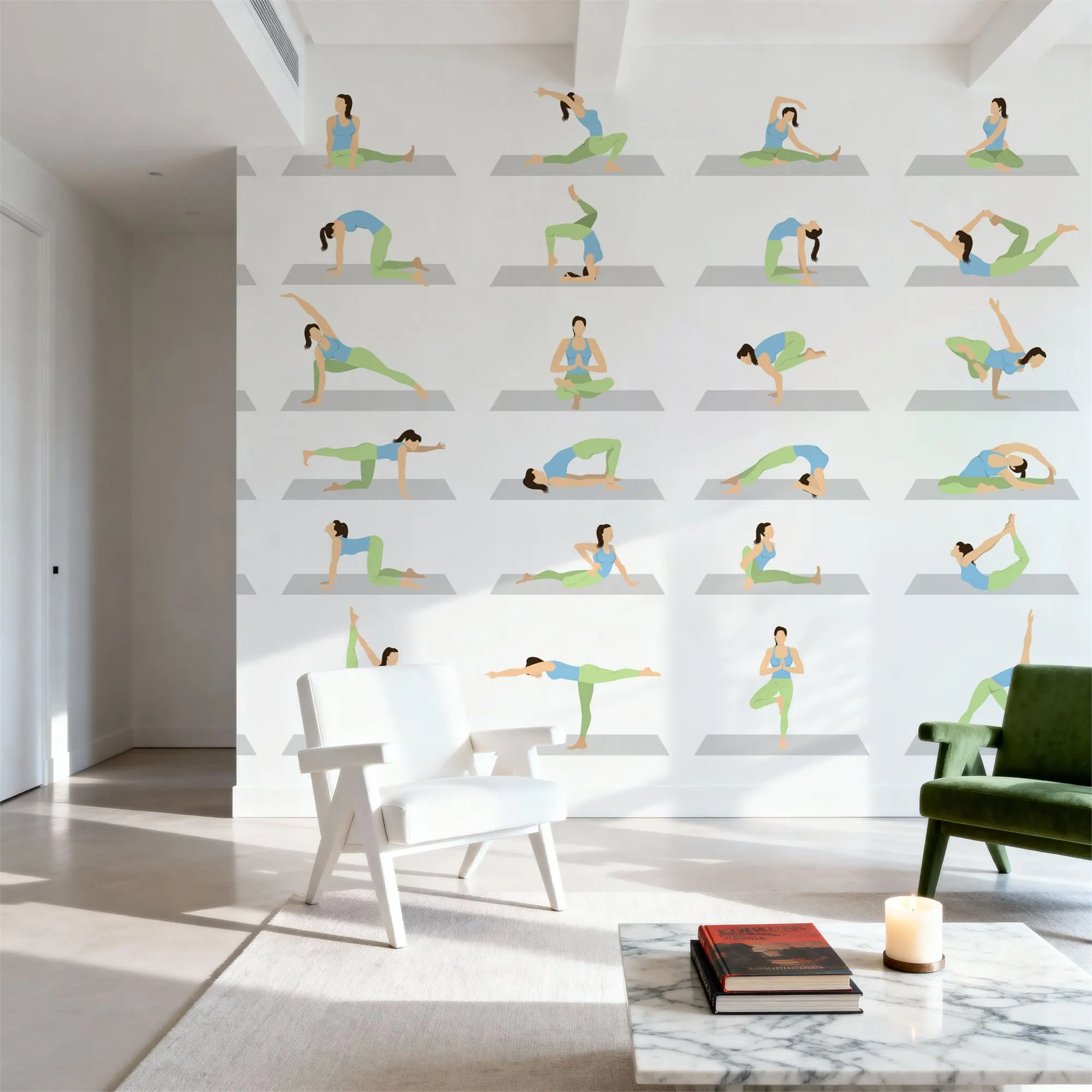 Custom Yoga Set Large Peel and Stick Mural Wall Decor