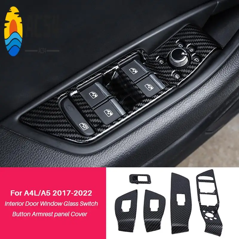 

AC54-Car Styling For A4L/A5 2017-2022 Interior Door Window Glass Switch Button Armrest Panel Cover Sticker Trim