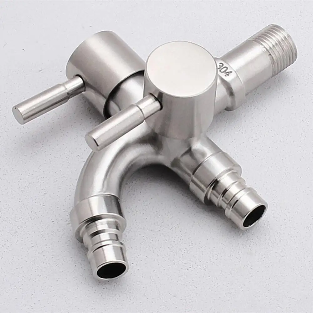 

Faucet Water Tap Stainless Steel Washing Machine 1in 2 out Multifunctional Double Bibcock Outdoor Garden Washing Machine Mop Tap