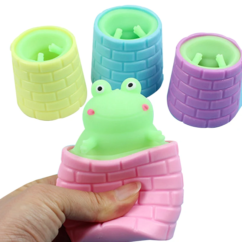 Squeeze Well Frog TPR Cup Anti Stress Pop up Funny Toys Joke Decompression Fidget Sensory Stress Reliefing Gift for Kids Adults