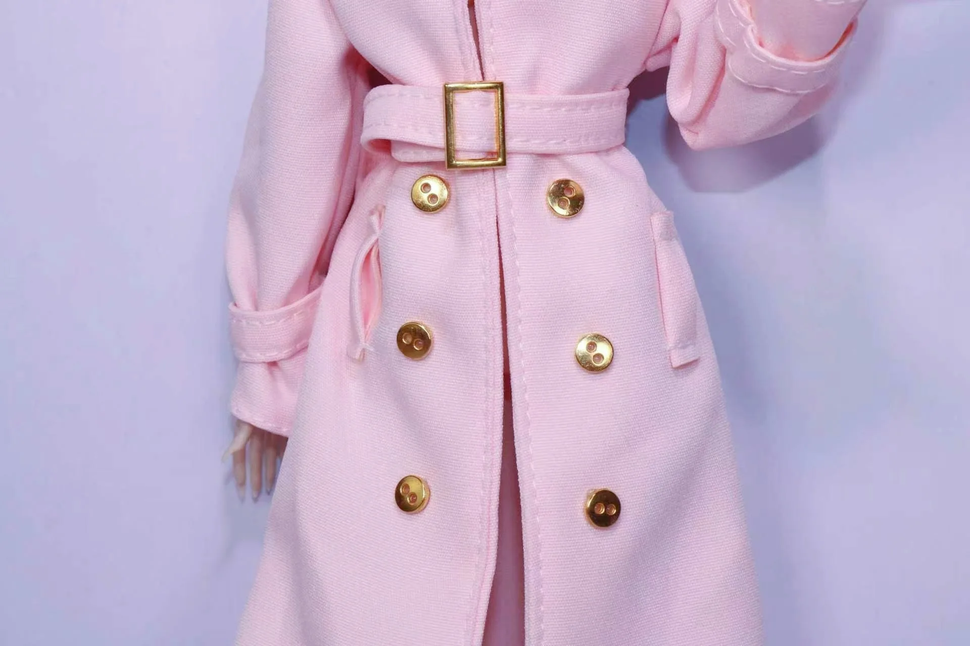 Long Trench Coat Outfit Set with Belt & Boots, Doll Clothes Accessories for 30cm BB FR Doll Dress Up Toy Parts