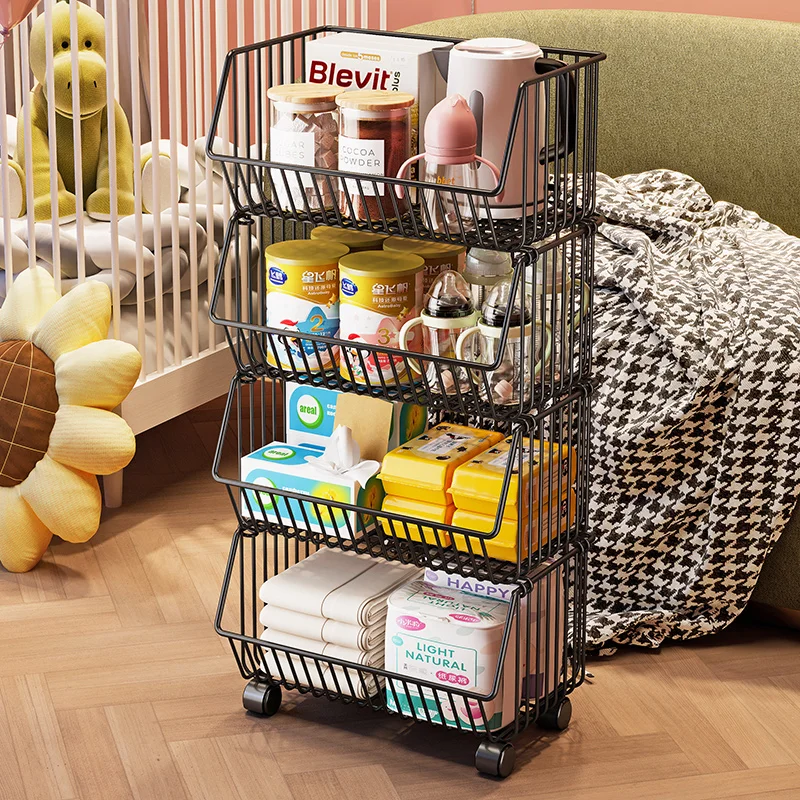 주방수납 Rolling Storage Cart Multipurpose Rustproof Modern Storage Cart Kitchen Multi-layer Trolley with Wheel Kitchen Furniture