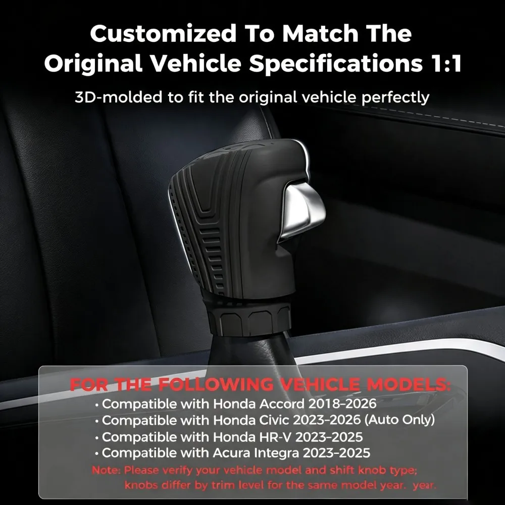 Car Gear Shift Knob Cover Silicone Gear Shift Protective Cover For Honda Accord HR-V Acura Integra Civic(Auto Only) 2018-2026