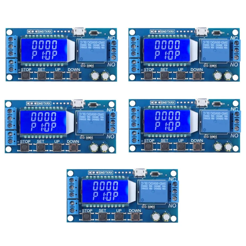 

5PCS Timer Delay Relay XY-LJ02 Cycle Trigger Delay Switch Circuit Electronic Relay Module with LCD Display