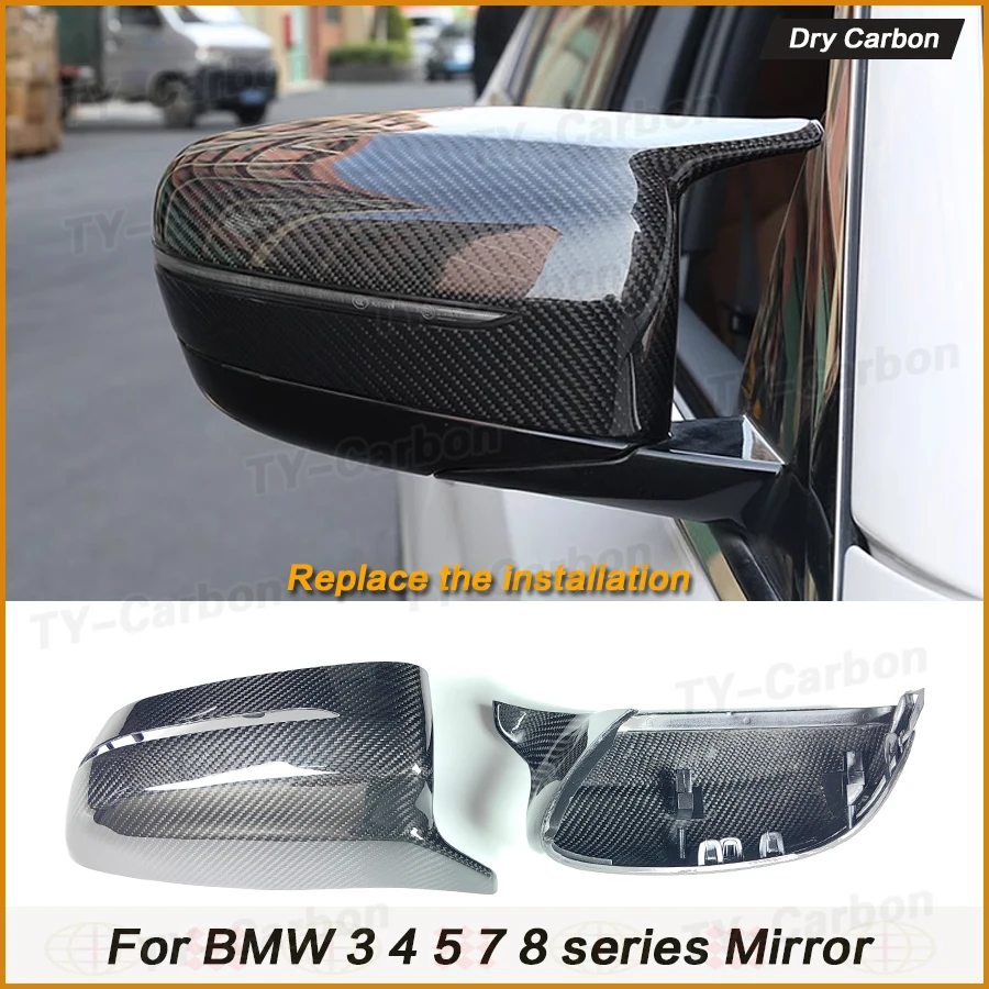 For BMW 3 4 5 7 8 Series G20 G21 G28 G42 G30 G38 G11 G12 G15 G16 Side wing replacement mirror cover Dry carbon fiber rear view