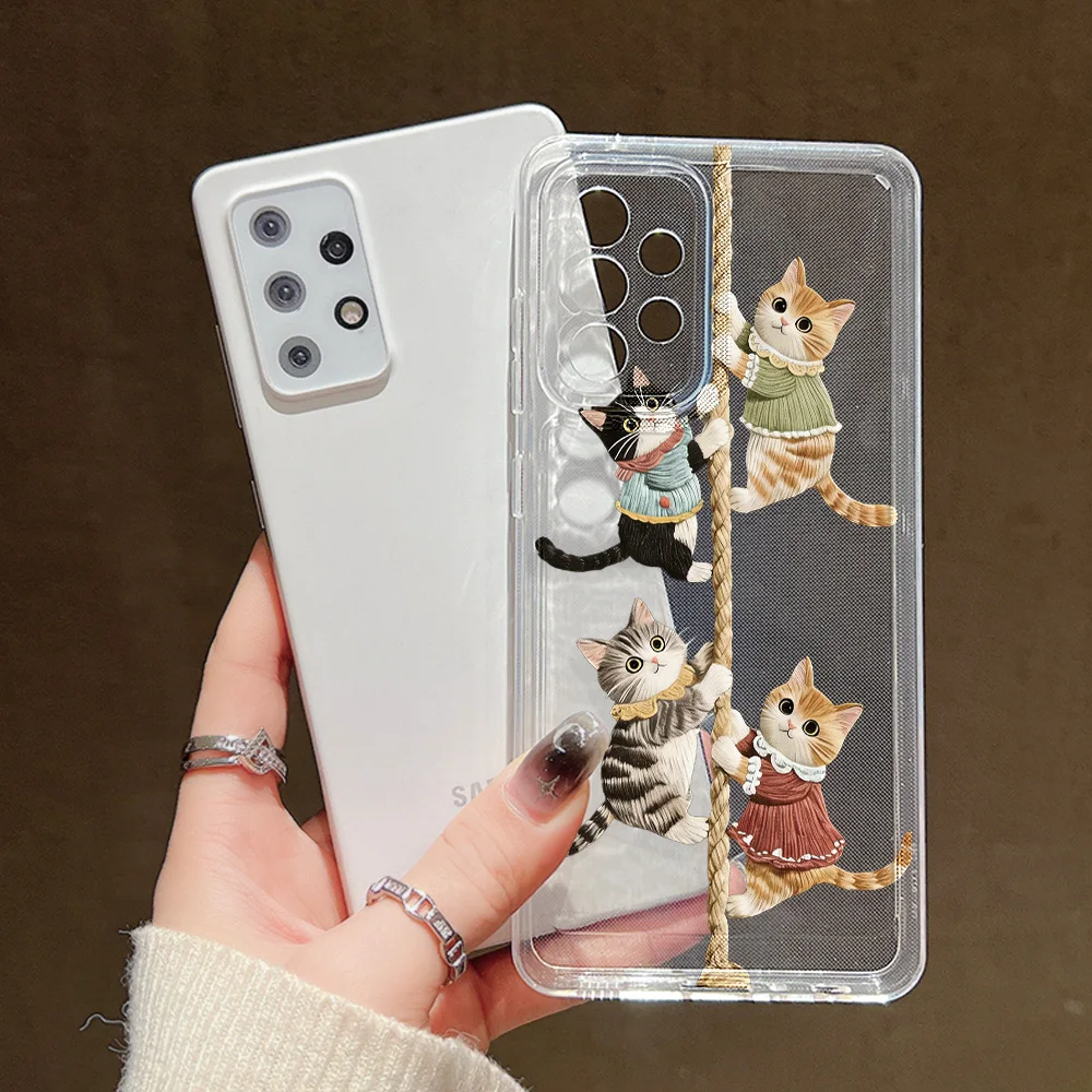 Cut Cat Silicone Phone Case For Samsung S26 Ultra S25 Ultra S25 S26 S24 FE 5G S22 S21 S20 Plus S23 FE 5G Cover Funda Shockproof - view 3