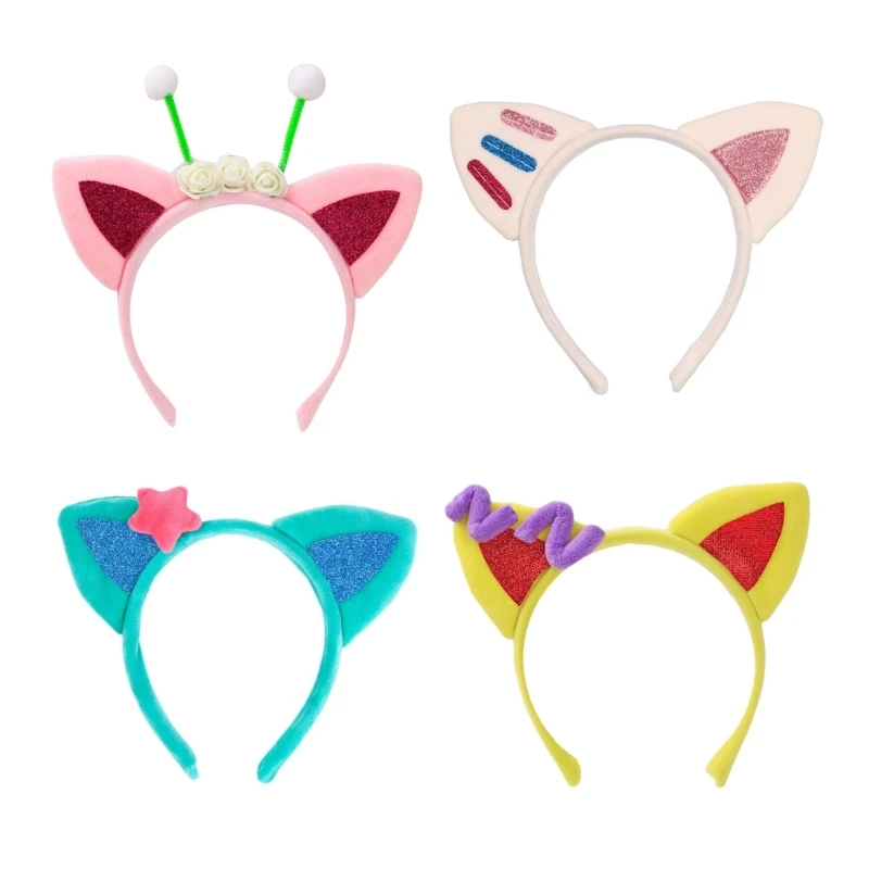 Lovely Kitten Ear Shape Hair Hoop Cosplay Anime Character Hairband Live Broadcast Cosplay Headwear for Teens Woman