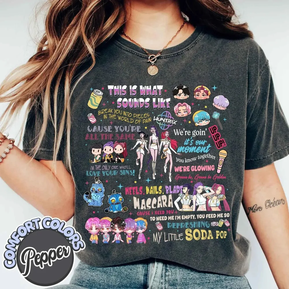 KPDH مروحة تنزيل رقمي Huntrix Girl Png ملف Saja Boys Fan تي شيرت Kpop Idol Group Merch Gift Kpop Fans Demon Hunter Anime #1