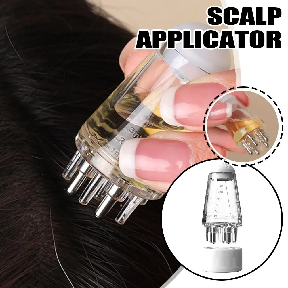 Scalp Applicator Hair Essence Roller Bottle 6ml, 5‑Rollerball Massage Head Leak‑Proof Hair Oil Dispenser, Portable Root Serum view 2