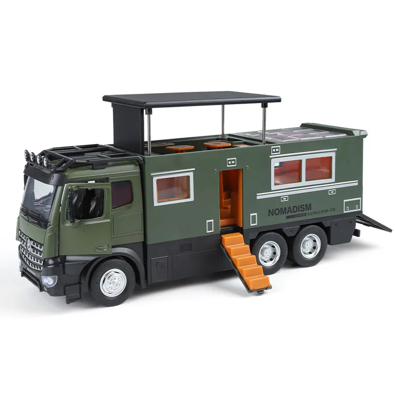 รถโมเดลของเล่นรถบ้าน NOMADISM Camper RV ขนาด 1:18 แบบดึงหลัง มีเสียงและไฟ สำหรับเด็กชายและเด็กหญิง