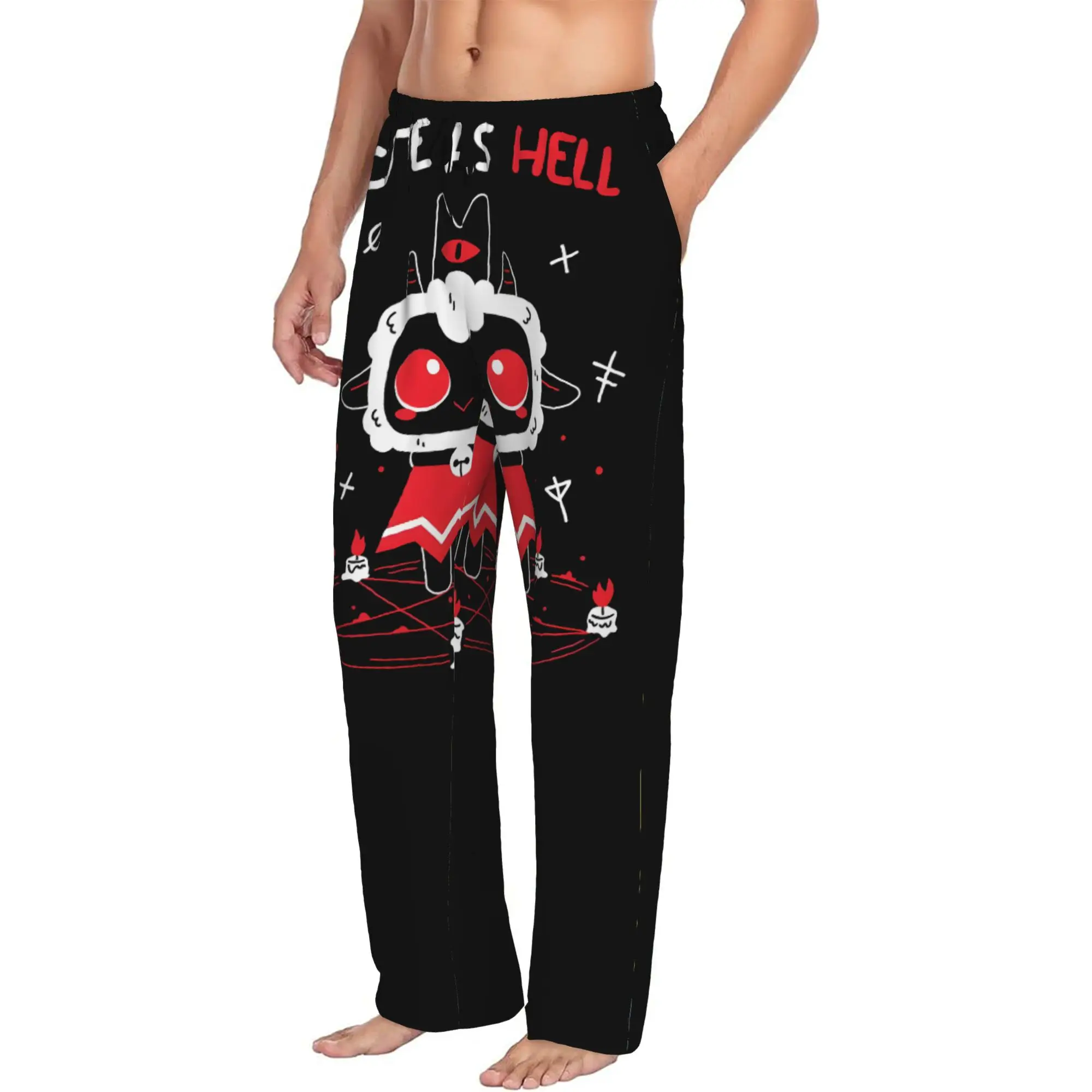 Custom Cult Of The Lamb Pajama Pants Sleepwear Men Elastic Waistband Role-Playing Game Sleep Lounge Bottoms with Pockets